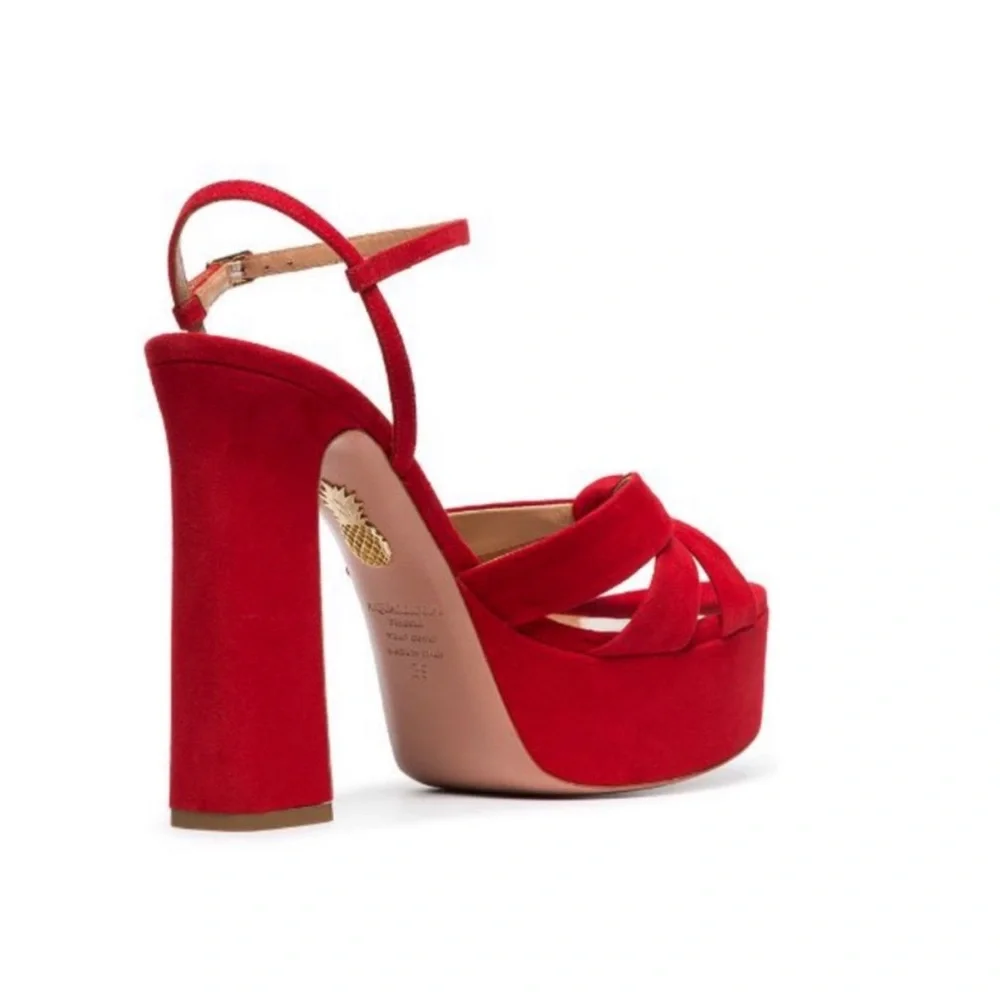 Aquazzura Red Suede Platform Sandals